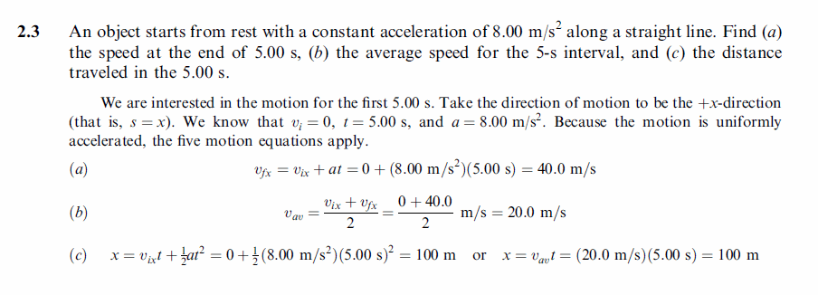 An object starts from rest with a constant acceleration of 8.00 m/s2 along a str