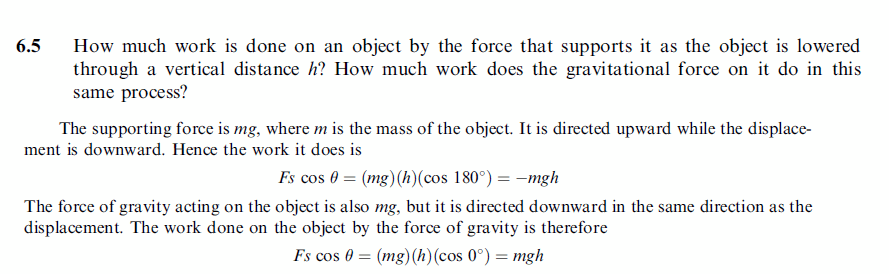 How much work is done on an object by the force that supports it as the object i