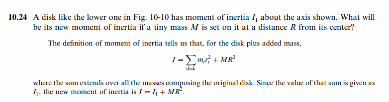 A disk like the lower one in Fig. 10-10 has moment of inertia I1 about the axis 