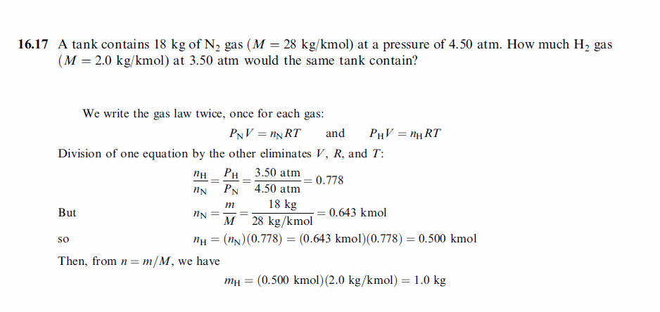 A tank contains 18 kg of N2 gas (M = 28 kg/kmol) at a pressure of 4.50 atm. How 