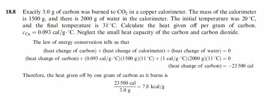 Exactly 3.0 g of carbon was burned to C02 in a copper calorimeter. The mass of t