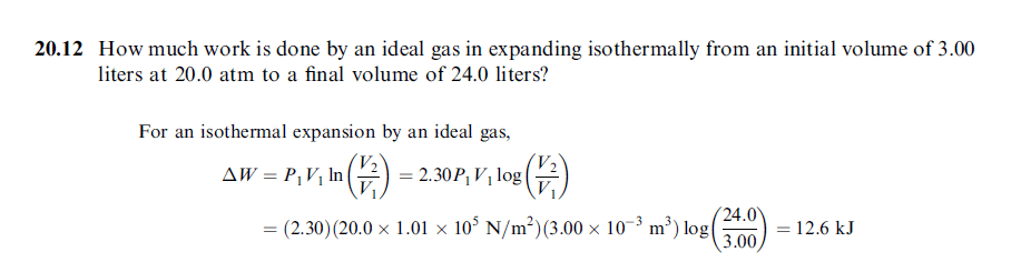 How much work is done by an ideal gas in expanding isothermally from an initial 