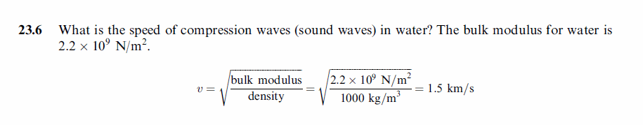 What is the speed of compression waves (sound waves) in water? The bulk modulus 