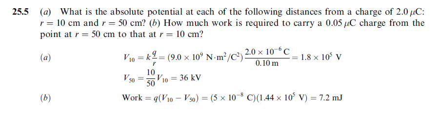 (a) What is the absolute potential at each of the following distances from a cha
