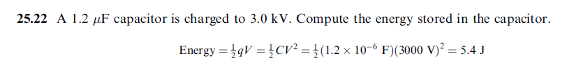 A 1.2 pF capacitor is charged to 3.0 kV. Compute the energy stored in the capaci