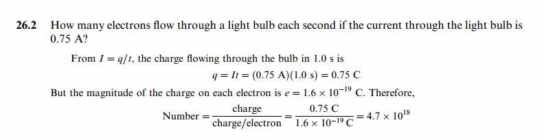 How many electrons flow through a light bulb each second if the current through 
