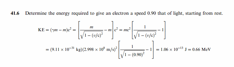 Determine the energy required to give an electron a speed 0.90 that of light, st