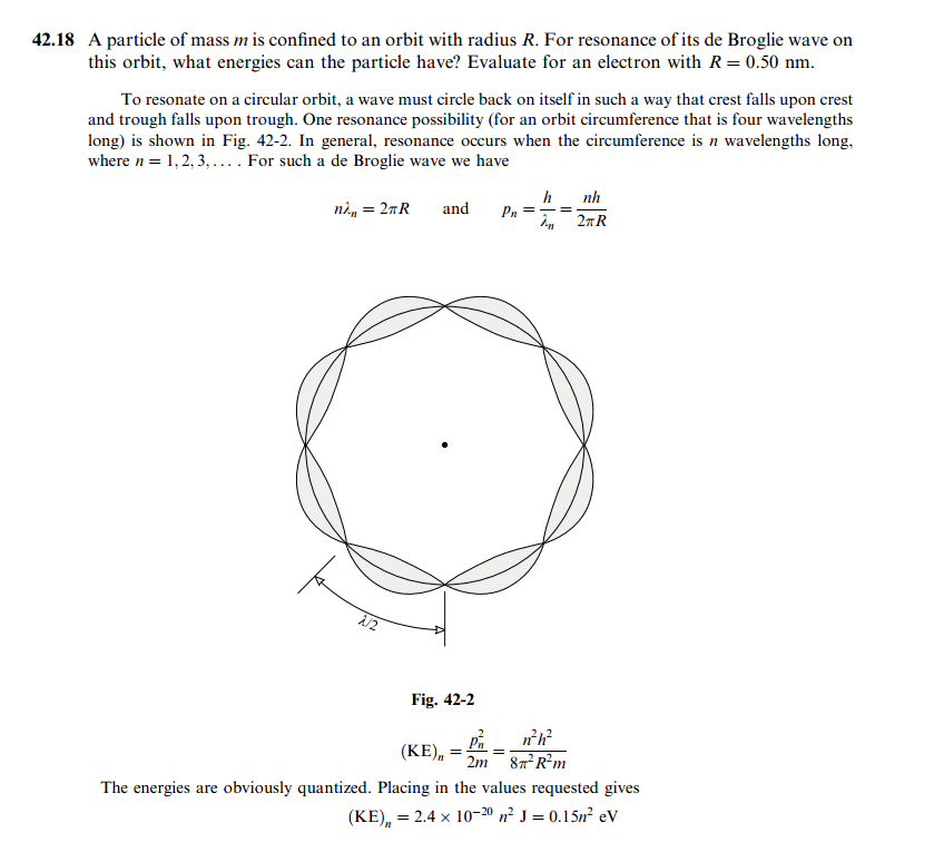 A particle of mass m is confined to an orbit with radius R. For resonance of its
