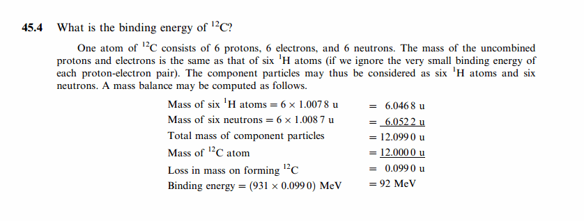 What is the binding energy of 12C?