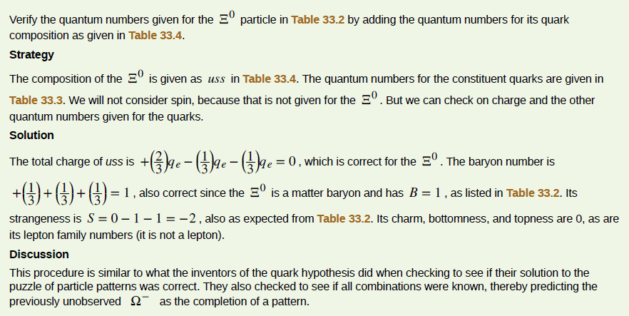 Verify the quantum numbers given for the t0 particle in Table 33.2 by adding the