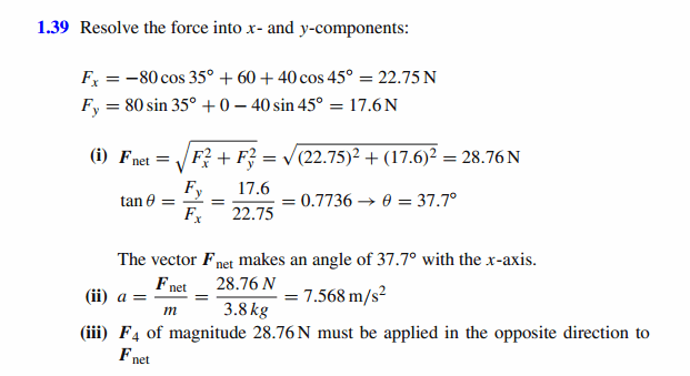 Three vector forces F1 , F2 and F3 act on a particle of mass m = 3.80 kg as show