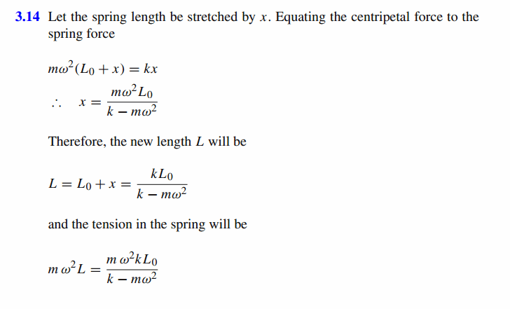 A particle of mass m is attached to a spring of initial length L0  and spring co