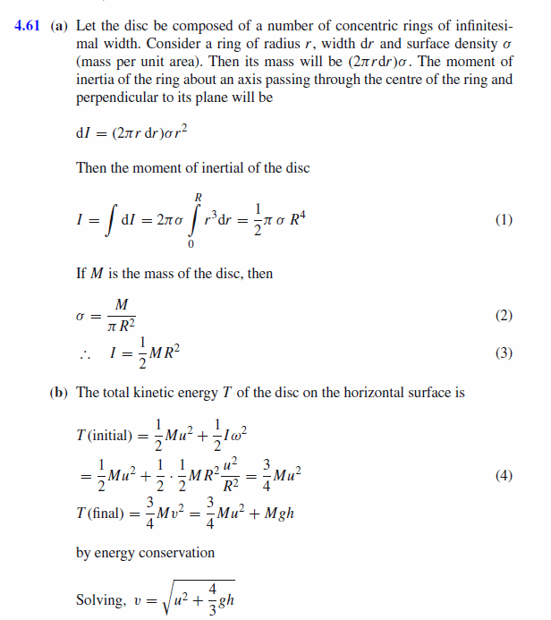 (a)  Show that the moment of inertia of a disc of radius R and mass M about an a