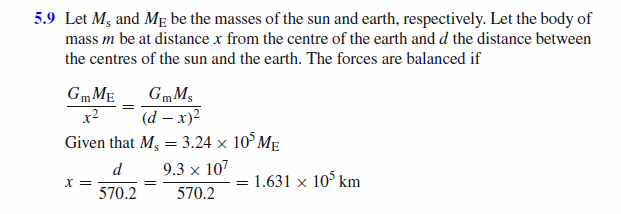 How far from the earth must a body be along a line towards the sun so that the s