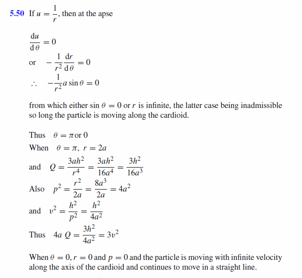 In prob. (5.49) prove that if Q be the force at the apse and v the velocity, 3v^