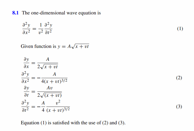 Show that the one-dimensional wave equation is satisfied by the function y = Asq