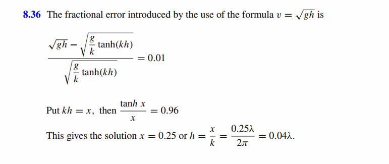 Find the maximum depth of liquid for which the formula v^2  = gh represents the 