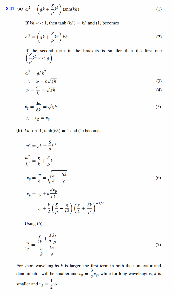 The general dispersion relation for water waves can be written as w^2 = (gk + s/