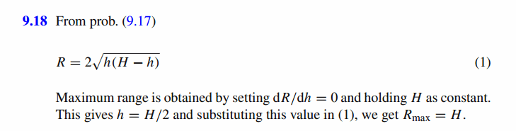 In prob. (9.17) show that the hole must be punched at a depth h = H/2 for maximu