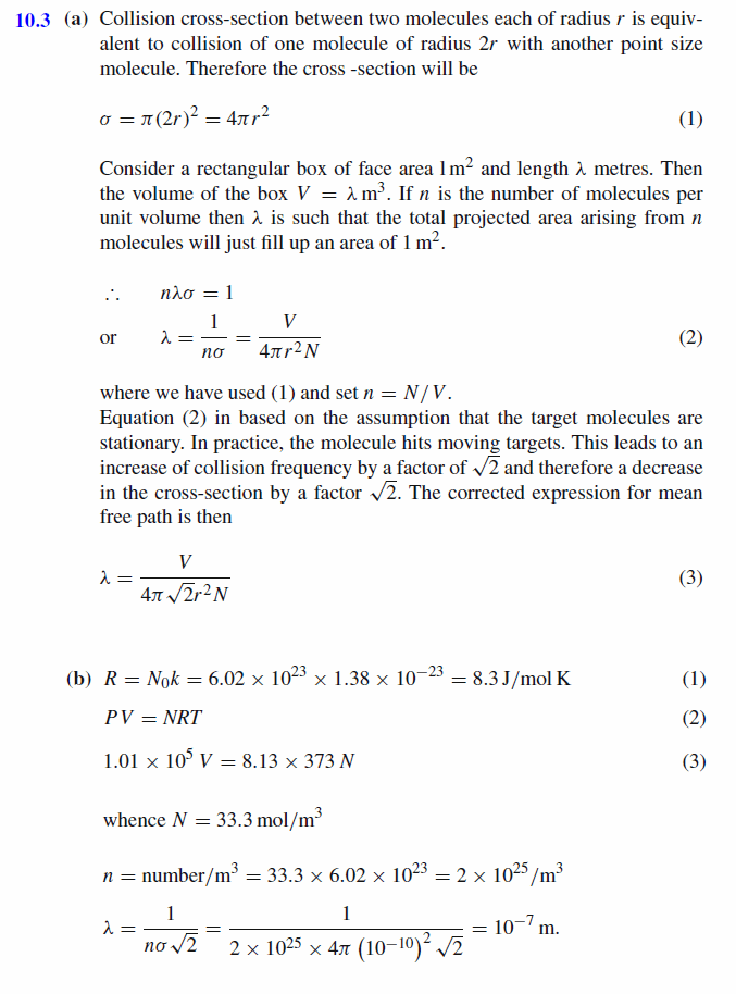 (a)  By  considering  a  volume,  V ,  of  ideal  gas,  containing  N  spherical