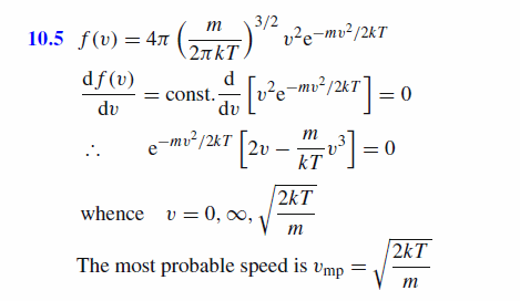 If the Maxwell-Boltzmann distribution of speeds is given by f(v)=4pi(m/2pikT)^3/
