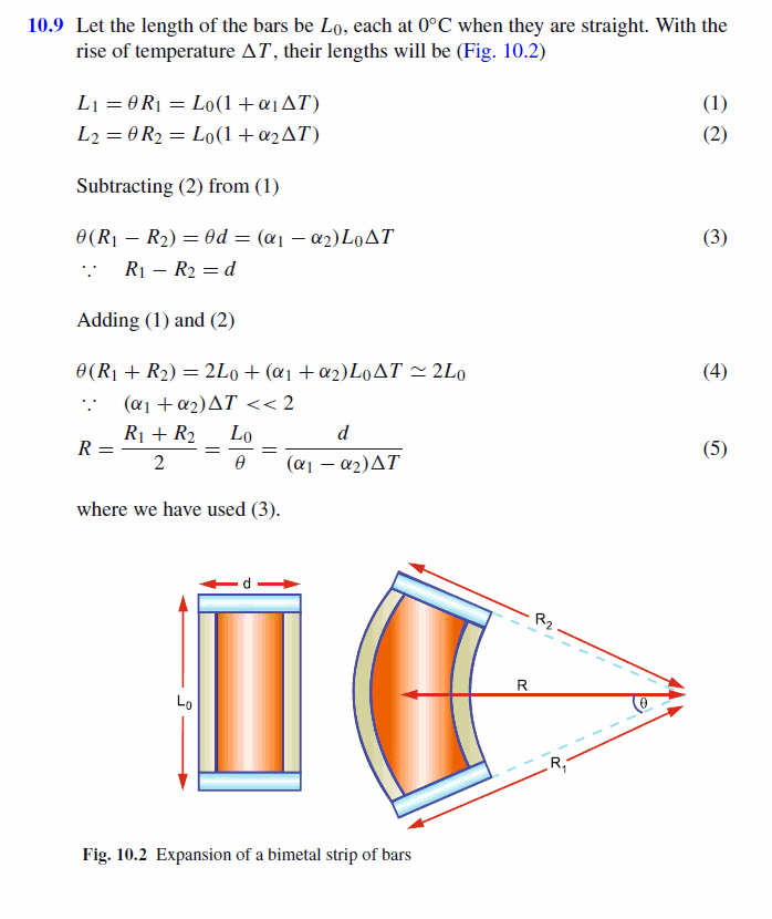 Two parallel bars of different material with linear coefficient of expansion a1 