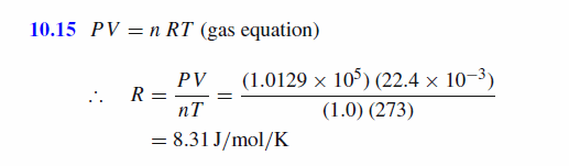Determine the constant in the gas equation given that a gram molecule of a gas o