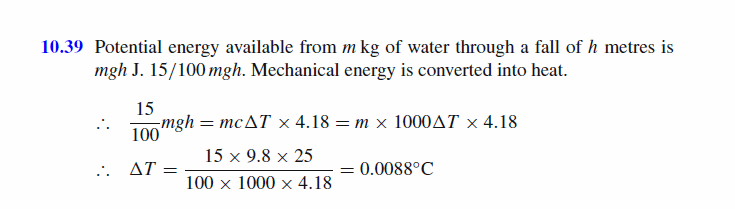 Calculate the difference in temperature between the water at the top and bottom 