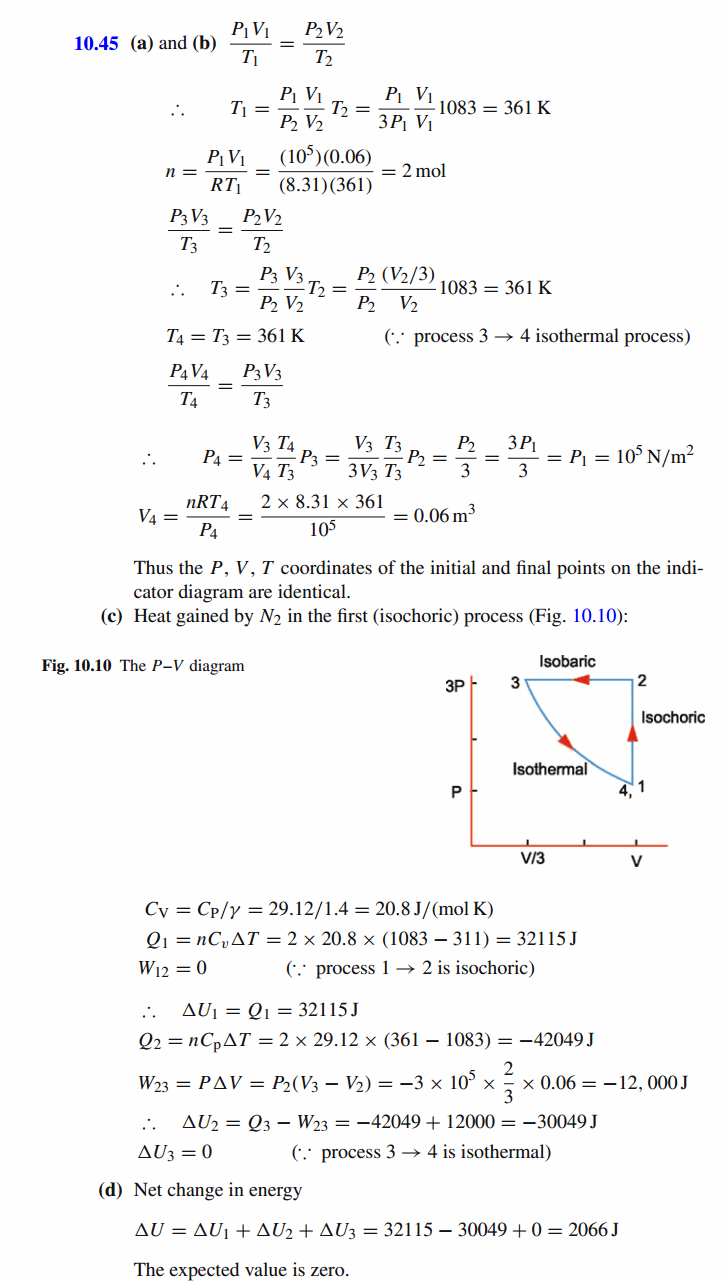 The initial values for the volume and pressure of a certain amount of nitrogen g