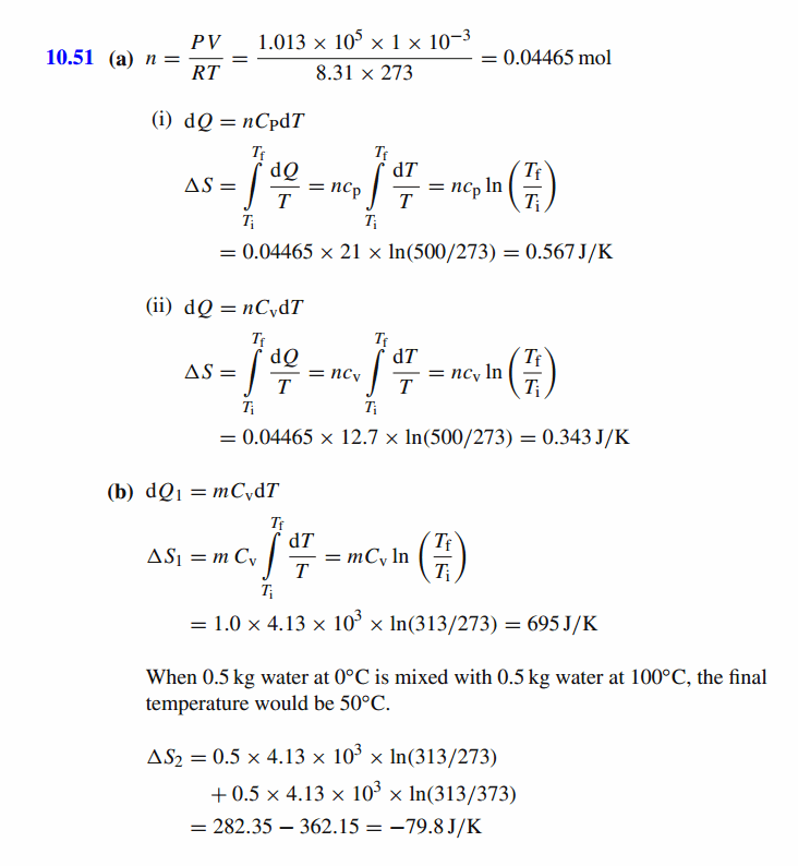 (a)  1x10^(-3) m3  of He at normal conditions ( p0  = 1 bar, T0  = 0°C) is heat