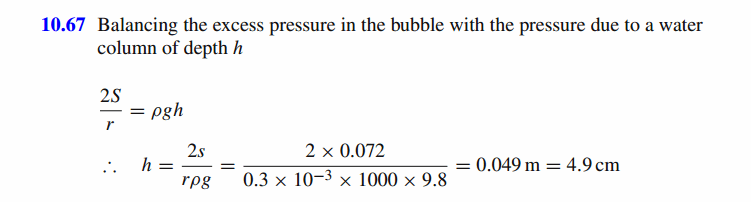 What will be the depth of water at which an air bubble of radius 0.3x10^3 m may 