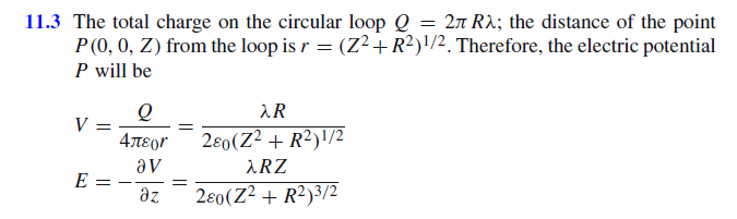 Show that the electric potential a distance z above the centre of a horizontal c
