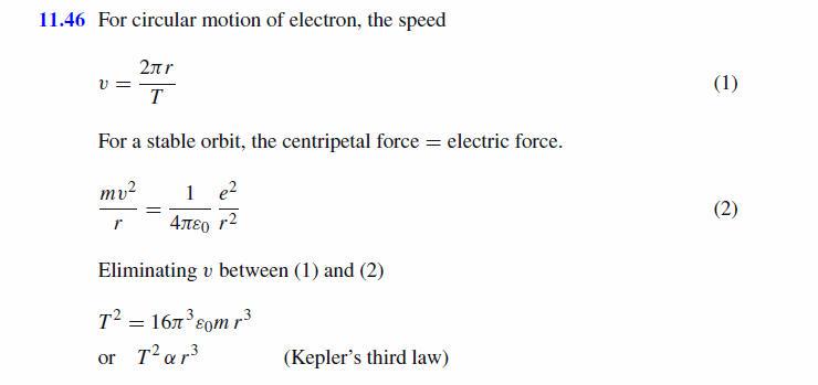 In the Bohr's hydrogen atom model, show that the orbital motion of the electron 