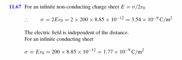 Consider an isolated non-conducting sheet with charge density s . The electric f