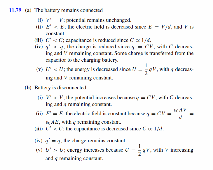 In prob. (11.78) if the plate separation is increased, how would the following q