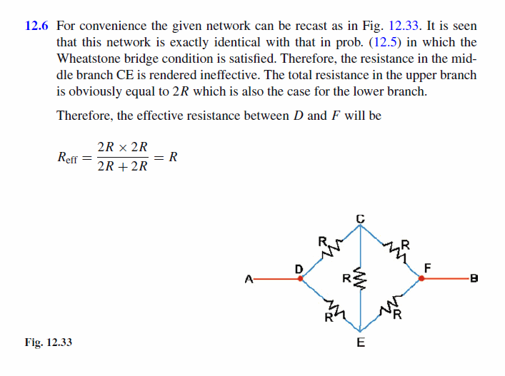Each of the resistances in the network, Fig. 12.6, is equal to R. Find the resis