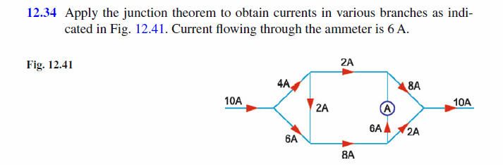 Figure 12.19 shows a network carrying various currents. Find the current through