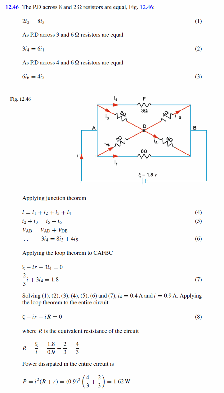 Calculate the current through the 3 S resistor and the power dissipated in the e