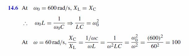 At 600 Hz an inductor and a capacitor have equal reactances. Calculate the ratio