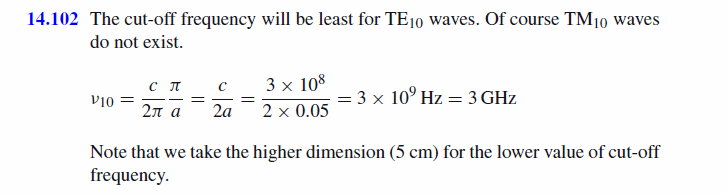 Calculate the least cut-off frequency for TEmn  waves for a rectangular waveguid