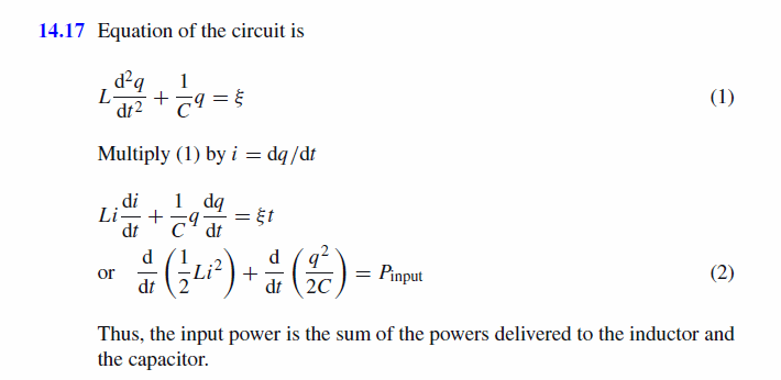 Set up the equation for the RC circuit in series and show that the input power i