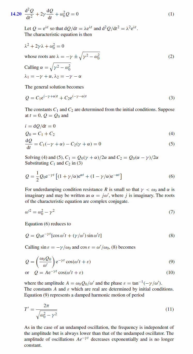 Solve the differential equation given in prob. (14.19) and obtain the time perio