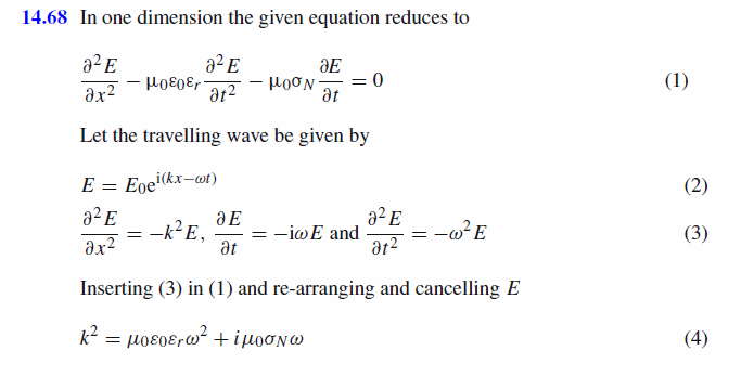 From Maxwell's equations, one can derive a wave equation for a dielectric of the