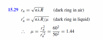 The radius of the 10th dark ring in Newton's rings apparatus changes from 60 to 