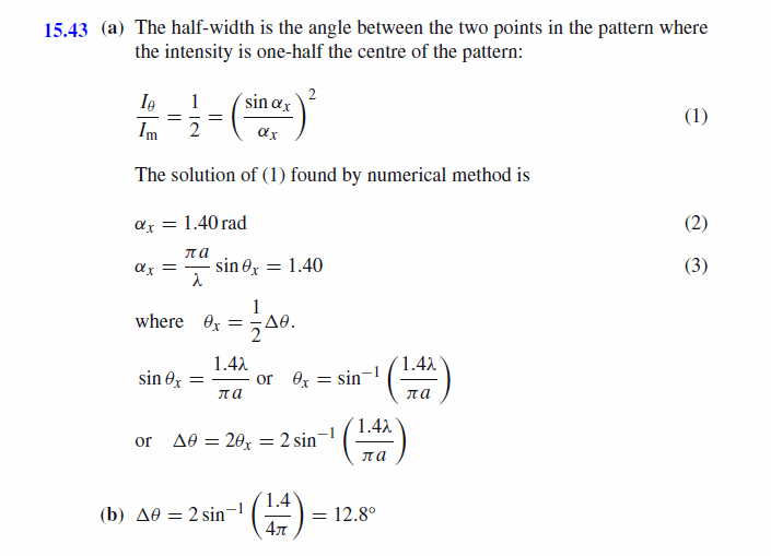 (a)  Obtain the expression for dT , the half-width at half central maximum of si