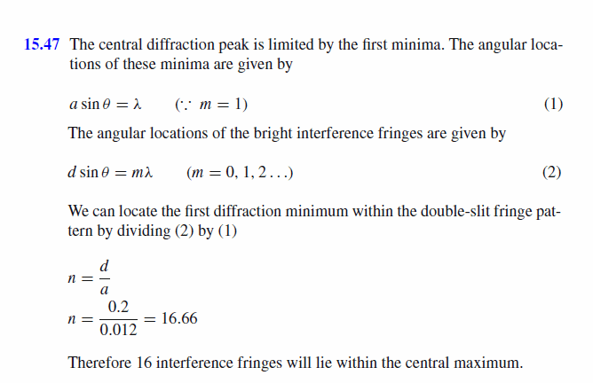 What conditions must be satisfied for the central maximum of the envelope of the