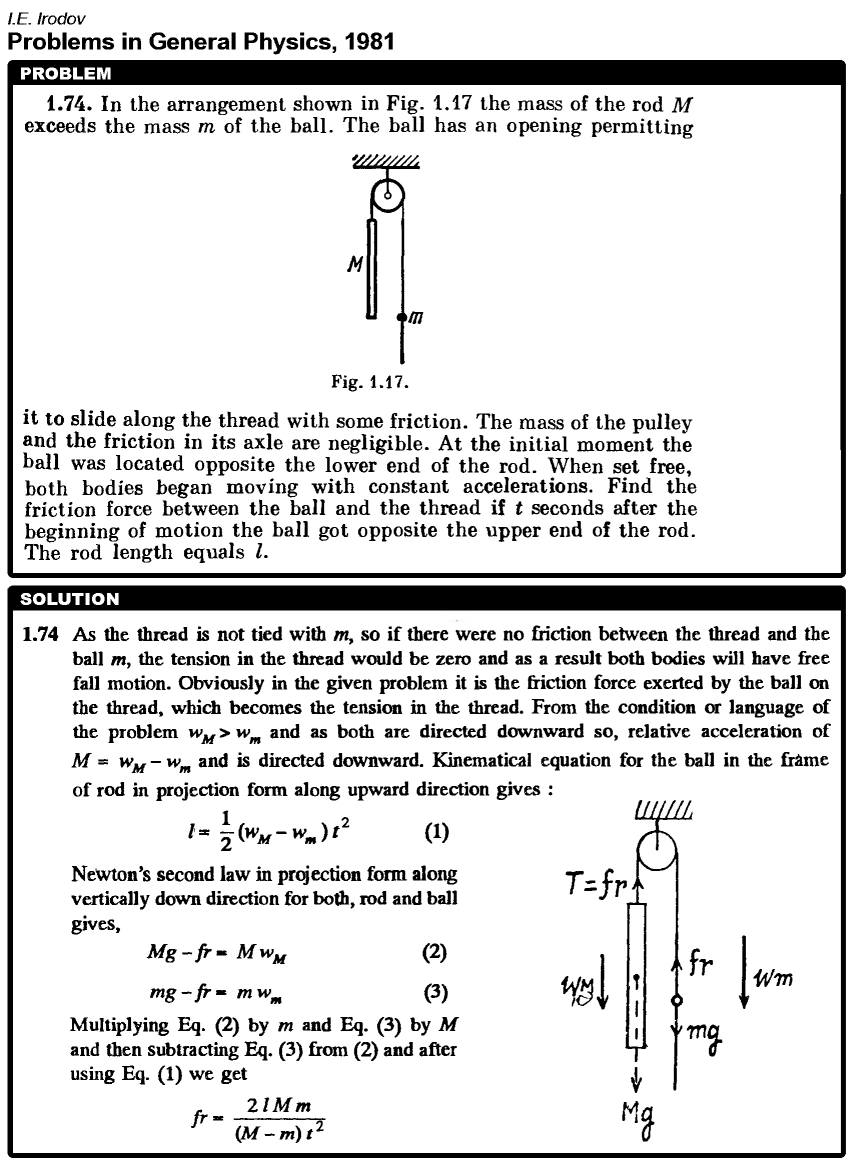 In the arrangement shown in Fig. 1.17 the mass of the rod M exceeds the mass m o