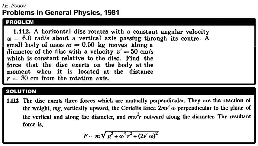 A horizontal disc rotates with a constant angular velocity ω = 6.0 rad/s about 