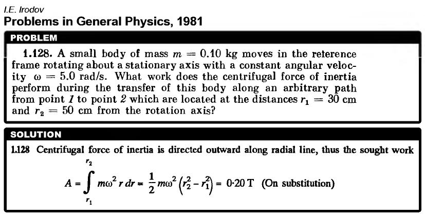 A small body of mass m = 0.10 kg moves in the reference frame rotating about a s