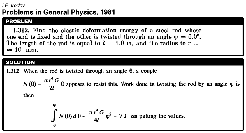 Find the elastic deformation energy of a steel rod whose one end is fixed and th
